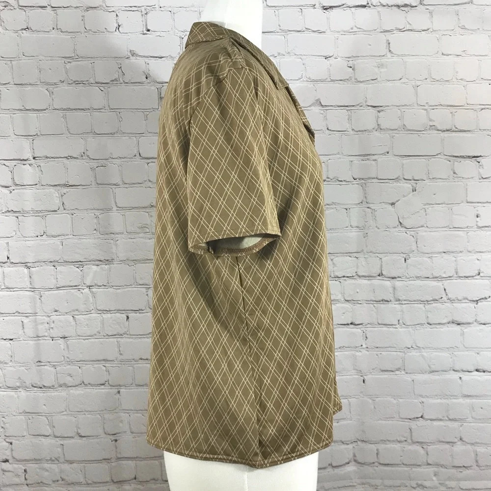 Gap Women’s Gold & Tan Diamond Print Button Down Stretch Shirt NWT - Size Large - Picture 3 of 7